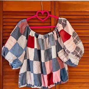 Handmade crop top vintage patchwork quilt